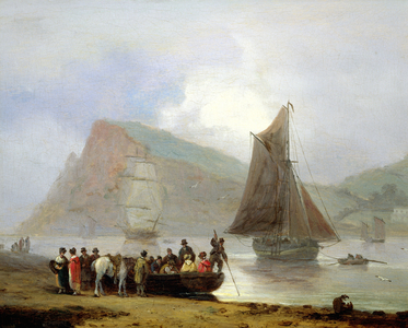 Boarding the Ferry at Teignmouth, 1821 (oil on board)