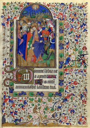 Lat 1156 f.133 The Kiss of Judas, from the Hours of Marguerite d'Orleans, 1426-38 (vellum)