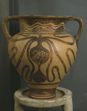 Krater with octopus design, from Ligortynos, Messara, Crete, Late Minoan Period III A - III B, c.1400-1200 BC (painted earthenware)