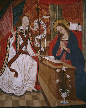 Annunciation, panel from the Church San Andres of Tortura, late 15th century-early 16th century (painted wood)