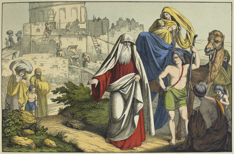 The construction of the Tower of Babel, illustration from 'L'Ancien Testament', published by Jakob Ferdinand Schreiber, Esslingen (colour engraving)