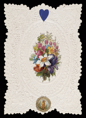 Valentine card depicting flowers, c.1840 (colour litho on paper)