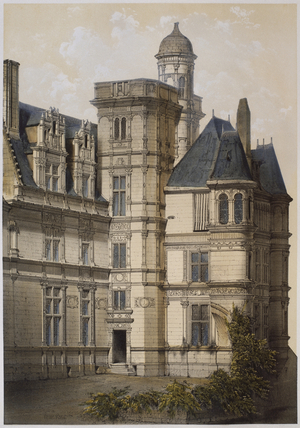 Hotel of Anjou, Angers, illustration from 'Les Chateaux de la vallee de la Loire', Paris, published Ch. Boivin, 1861 (colour litho)