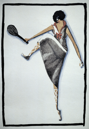 Tennis dress, French fashion plate, c.1911 (w/c on paper)
