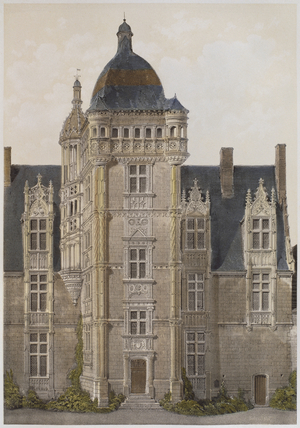 Chateau of Saint-Ouen, Mayenne, illustration from 'Les Chateaux de la vallee de la Loire', Paris, published Ch. Boivin, 1861 (colour litho)