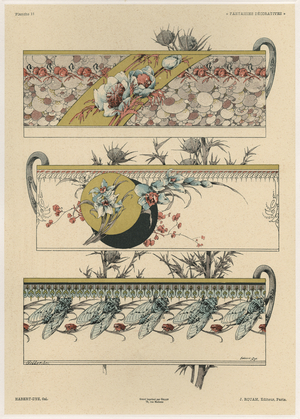 Flowers and flies, plate 11 from 'Fantaisies decoratives', engraved by Gillot, published by Jules Rouam, Librairie de l'Art, Paris, 1887 (colour engraving)