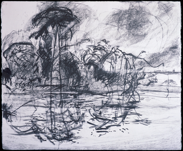 St Just from the Spring, Cornwall, 2008 (graphite on paper)