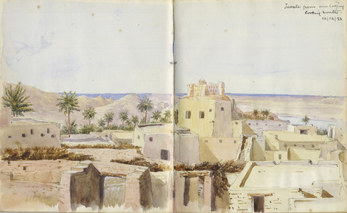 Tabale from our lodging looking south, from 'Mokulla Hadramaut', 1893 (w/c on paper)