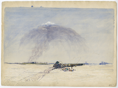 Wagon stuck in a salt plain, 1862 (w/c on paper)