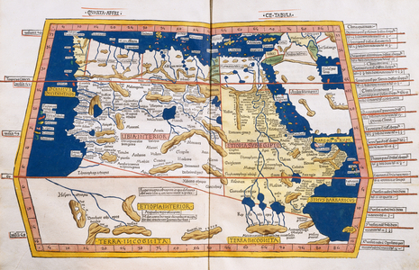'Quarta Affri Cetabula' from the 'Geography of Klaudius Ptolemy' printed in Ulm, Germany, c.1486 (coloured engraving)