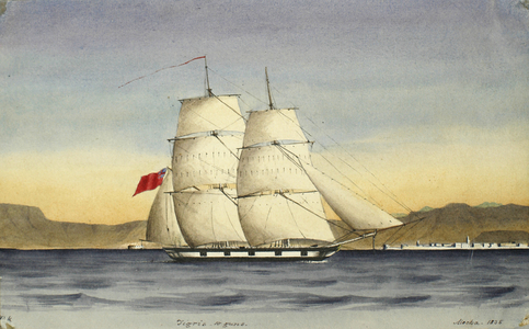 Tigris 10 Guns, Mocha, 1835 (w/c on paper)