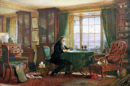 John Ruskin in his study at Brantwood, Cumbria, 1882 (w/c) (for detail see 67851)