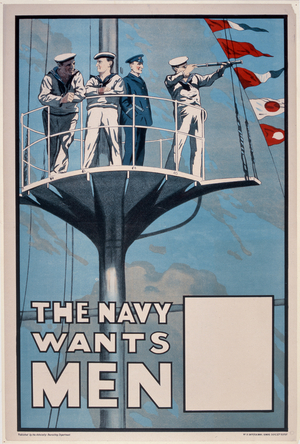 'The Navy Wants Men', WWI recruitment poster (colour litho)