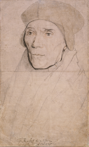 John Fisher, Bishop of Rochester, c.1532-34 (black & coloured chalks, brown wash, pen, brush and ink on paper)
