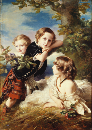 Princess Louise with Prince Arthur and Prince Leopold, 1856 (oil on canvas)