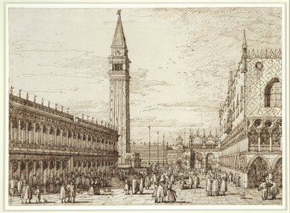 The Piazetta, looking north, c.1735-40 (pencil, pen & ink on paper)