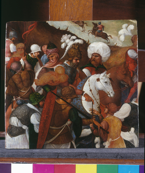 Warriors (fragment), c.1522-26 (oil on poplar panel)