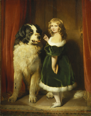 Princess Mary Adelaide of Cambridge with Nelson, a Newfoundland Dog, c.1839 (oil on canvas)
