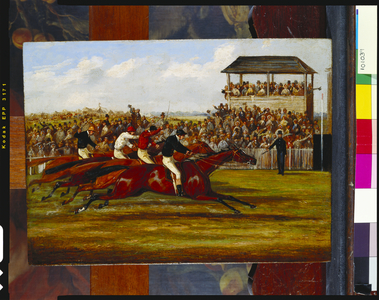West Australian winning the Derby in 1853, c.1853 (oil on canvas on panel)