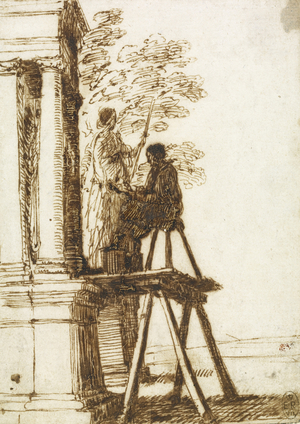 An artist drawing, c.1640 (pen & ink on paper)