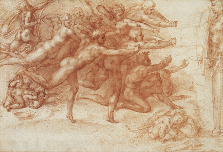 Archers shooting at a herm, c.1530 (red chalks on paper)