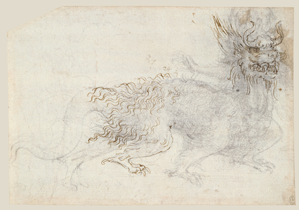 A design for a costume of an imaginary beast, c.1517-18 (black chalk with pen & ink on paper)