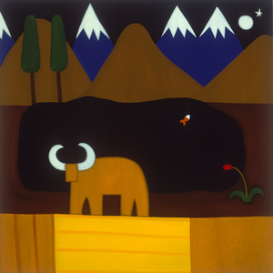 The Moon and the Bull in the Peruvian Mountains, 2006 (oil on linen)