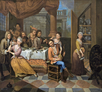 Banqueting Scene (oil on canvas)