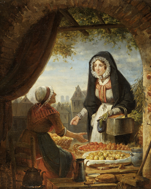 The Fruit Seller (oil on canvas)