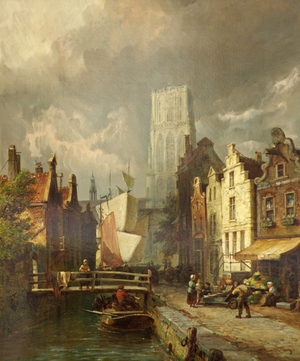 Scene in Rotterdam, 1869 (oil on canvas)