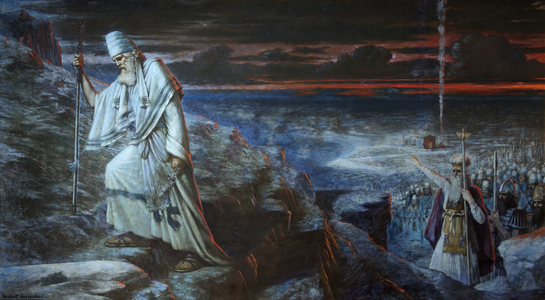 Moses Going up Mount Nebo (oil on canvas)