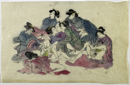 Erotic print, probably made for Western tourists, c.1860-1910 (hand-coloured woodblock print)