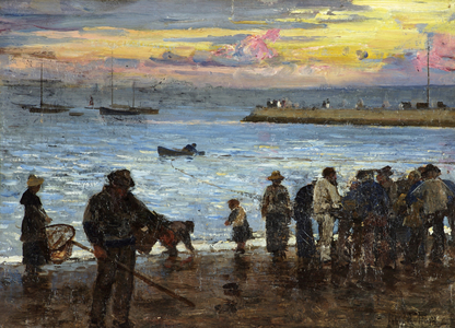 Watching the Fishing Boats (oil on canvas)