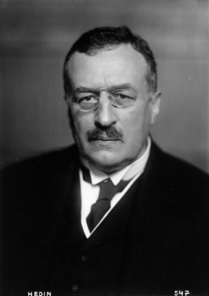 Portrait of Swedish geographer and explorer Sven Hedin (b/w photo)