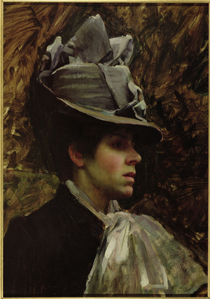 Portrait of the Artist's Wife (oil on board)