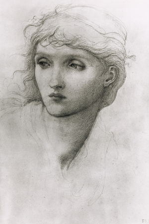 Study of Young Woman's Head (pencil on paper)