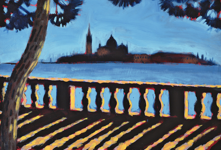Towards Giudecca, Venice (oil on card)