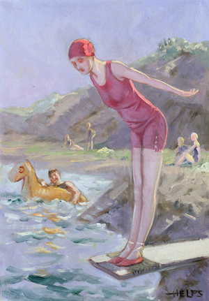 The Dip, 1928 (w/c on board)