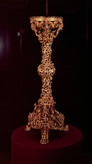 Gloucester Candlestick, from the Abbey Church of St. Peter in Gloucester, c.1110 (gilt bell metal)