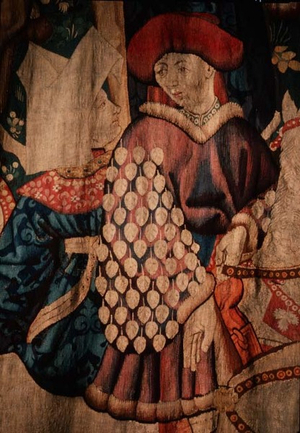 Man on Horseback, detail from one of the Devonshire Hunting Tapestries, Arras 1425- 50