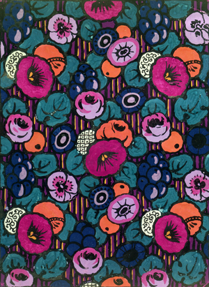 Design for a printed textile by Joseph Percy Bilbie (1879-1949), c.1920 (bodycolour)