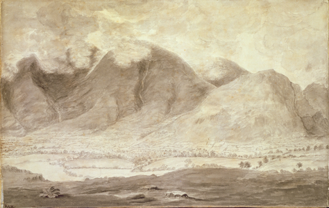 Panoramic View of Derwentwater and the Vale of Keswick, detail of Skiddaw and Keswick, c.1772 (pencil & wash on paper) (see 92086-88 and 92090-91)