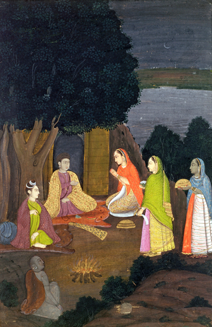Ladies visiting a Yogini, School of Faqurullah Khan, Lucknow, Uttar Pradesh (opaque w/c on paper)