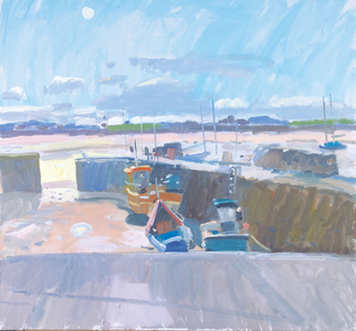 Winter Harbour, Beadnell (oil on canvas)