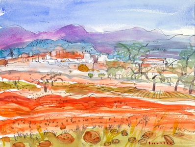 Landscape near Alhaurin el Grande (w/c on paper)