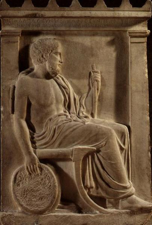Marble gravestone of Sosinos from Gortyna, a bronze founder, Classical Greek, Attic period, last quarter 5th century BC