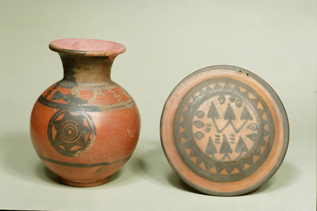 Terracotta pot and lid, from 'Cemetery H' at Harappa, Indus Valley, 1500 BC-1200 BC (terracotta)