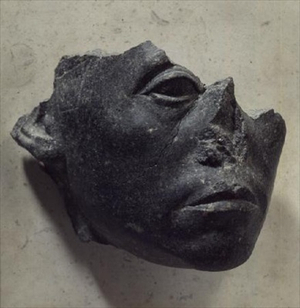 Fragment of a statue of Sesostris III (c.1836-1817 BC) as an old man, Middle Kingdom (diorite)