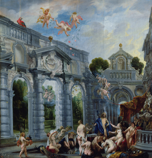 Nymphs at the Fountain of Love, c.1630 (oil on canvas backed by panel)