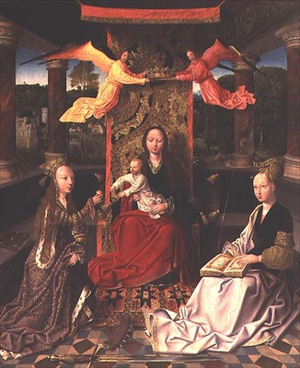 Madonna Enthroned with St. Catherine and St. Barbara (oil on canvas)